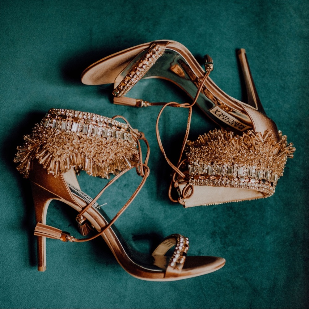 Badgley Mischka Katrina Embellished Tie Heels
